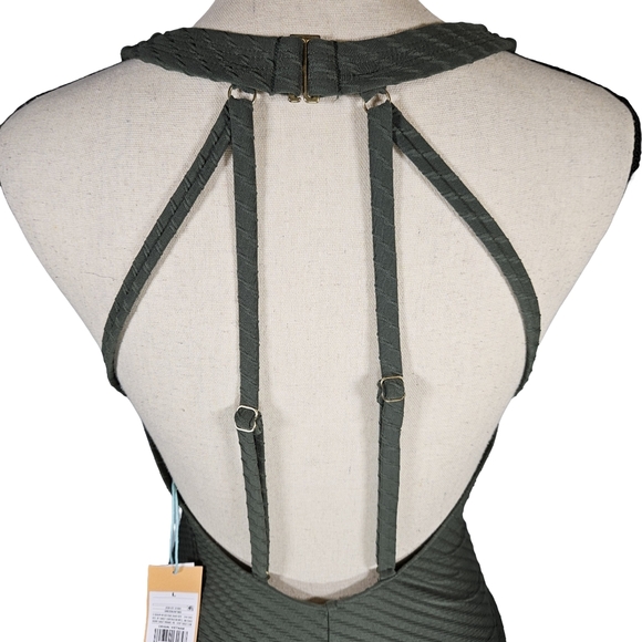 Kona Sol Medium Coverage One Piece Swim Suit, Green, Large - Picture 4 of 15